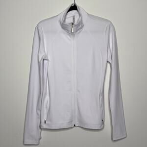 White Full Zip Athleisure Jacket - Ebb & Flow - Size L